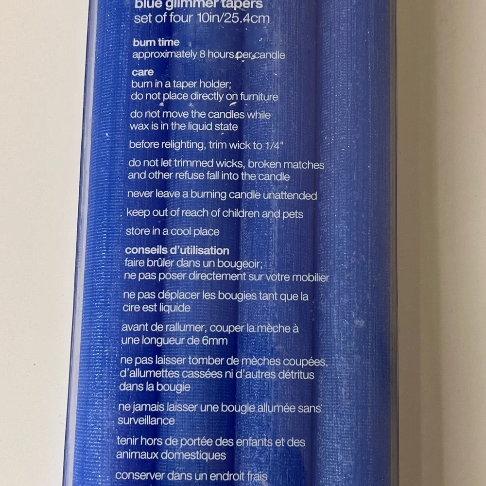 Crate & Barrel Blue Taper Candles